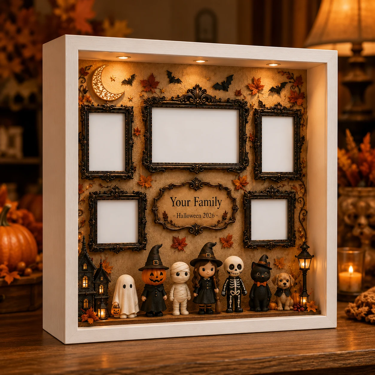 Personalized Halloween family shadow box, empty and ready to customize
